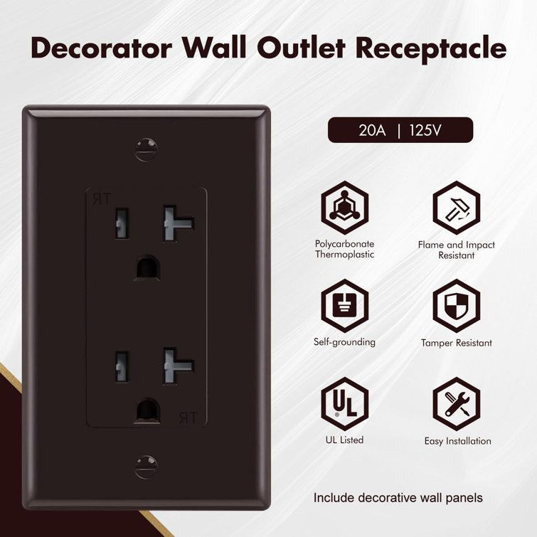 EZsport 20 Amps Tamper Resistant Duplex Outlet, Brown - Wayfair Canada